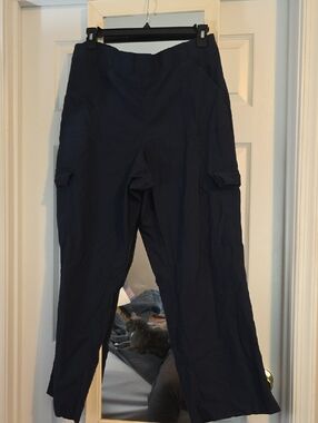 Lane Bryant Navy Wide-Leg Cargo Pants